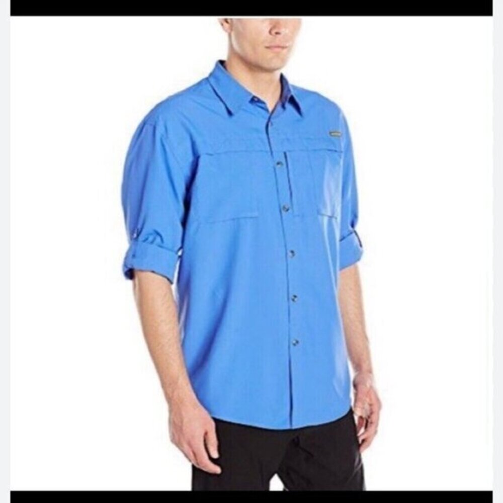 Solstice Blue Fishing Camping Hiking Shirt Long Sleeves Vented Back Men’s Sz XXL